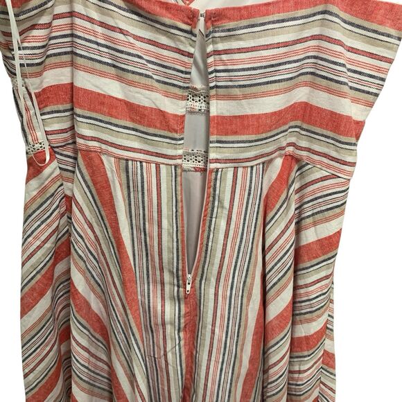 Francescas Blue Rain Linen Cotton Sleeveless V Neck Dress M Vacation Cruise NWT - Picture 8 of 8